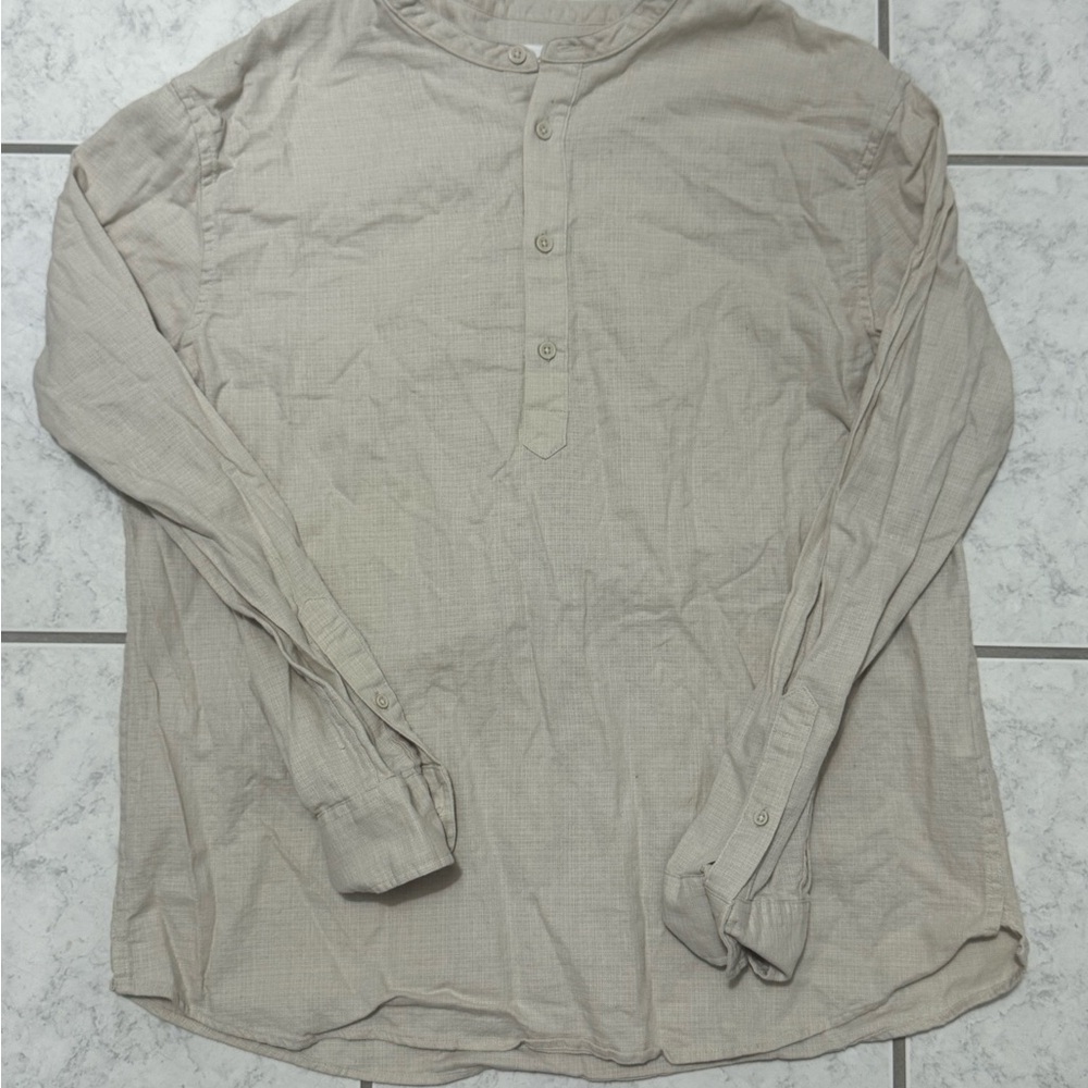 Zara Men's Light Beige Button Down Shirt